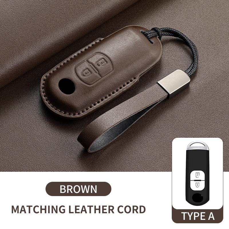 

Leather Car Key Case Cover Shell For Mazda 3 6 Atenza Axela Demio Cx5 Cx3 Cx7 Cx9 Mx5 Car Remote Keychain Case Shell Accessories