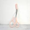 Stainless Steel Built-In Comb Eyebrow Scissors Precision Beauty Tool With Pink Handle, Left And Right Hand Design, Professional And Home Beauty