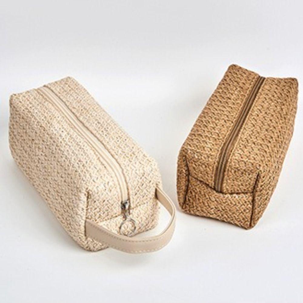 

Solid Color Toiletry Pouch Fashion Cosmetic Storage Bag Trendy Makeup Bags Summer коричневый