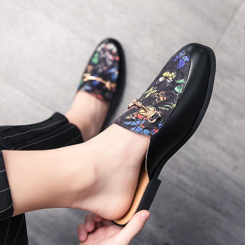 Mules Men Semi-Drag Casual Shoes Backless Dress Shoes Loafers Slippers 2025 Summer Half Shoes for Men Party Flats Male Slides