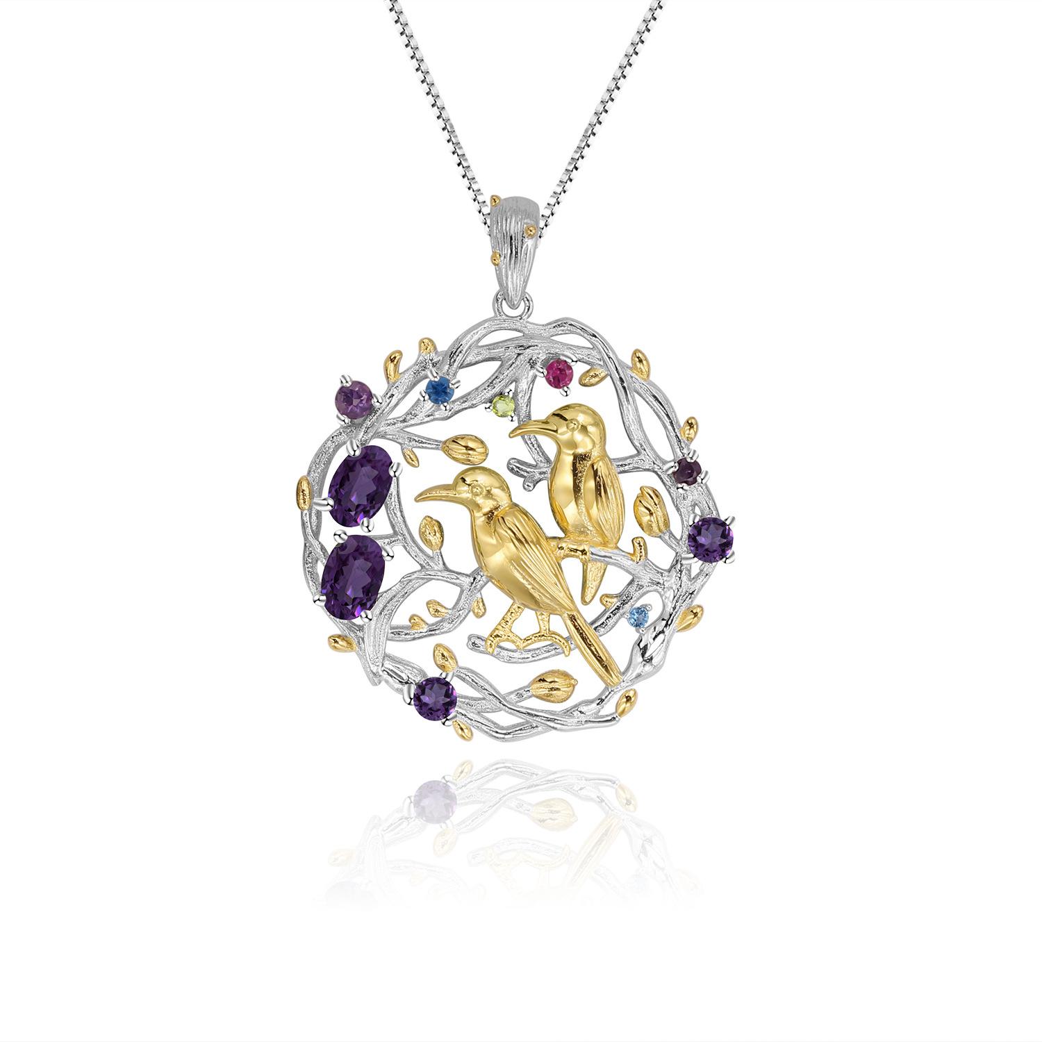 

Оригинальный дизайнерский элитный персонализированный кулон. Подвеска-ожерелье из серебра 925 пробы с натуральными драгоценными камнями.