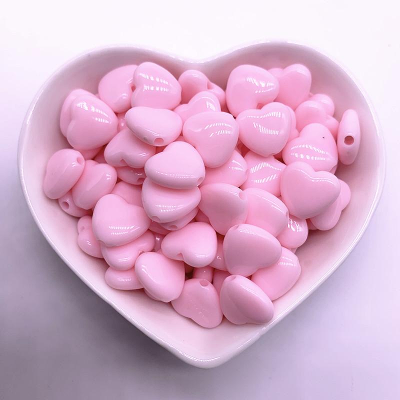 30pcs/lot 12mm 14mm Colourful Heart Shape Acrylic Loose Spacer Beads for Jewelry Making DIY Accessories