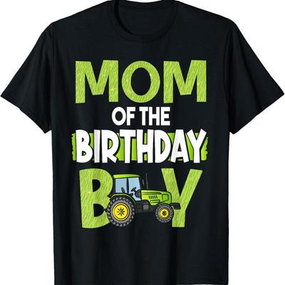 Mom Of The Birthday Boy Mother Family Tractors Farm Trucks T Shirt