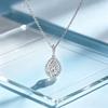 Ladies' Water Droplet Pendant Necklace Collarbone Chain, Synthetic Zircon Double Surround Design, Minimalist and Elegant Jewelry