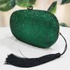 Green Diamond Evening Clutches Dinner Purses And Handbags Black Tassel Party Prom Money Wallets Long Chain Wedding Phone Clutch