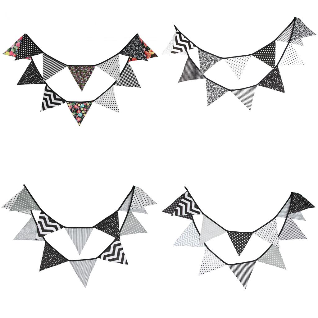 Black White Party Triangle Banner For Nursery Photos And Celebration Settings