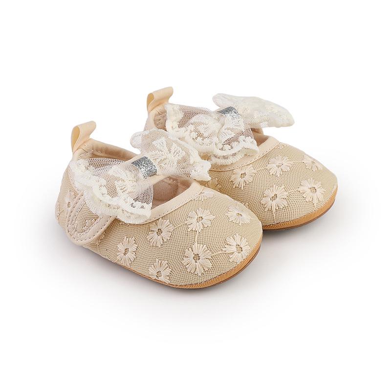 Solid Color Lace Baby Princess Shoes for 0-12 Months - Spring & Autumn Walking Shoes