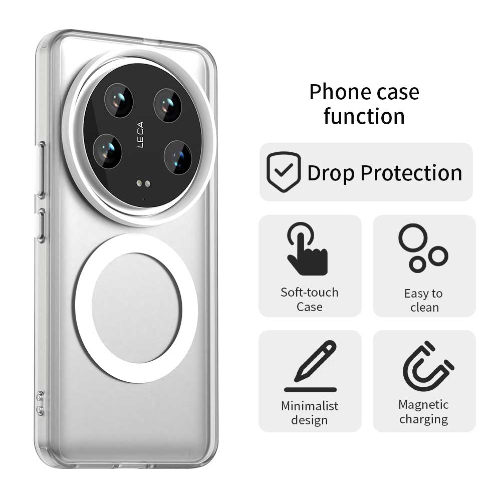 For Xiaomi 14 Ultra Case Compatible with MagSafe PC+TPU+PET Anti-Drop Phone Cover