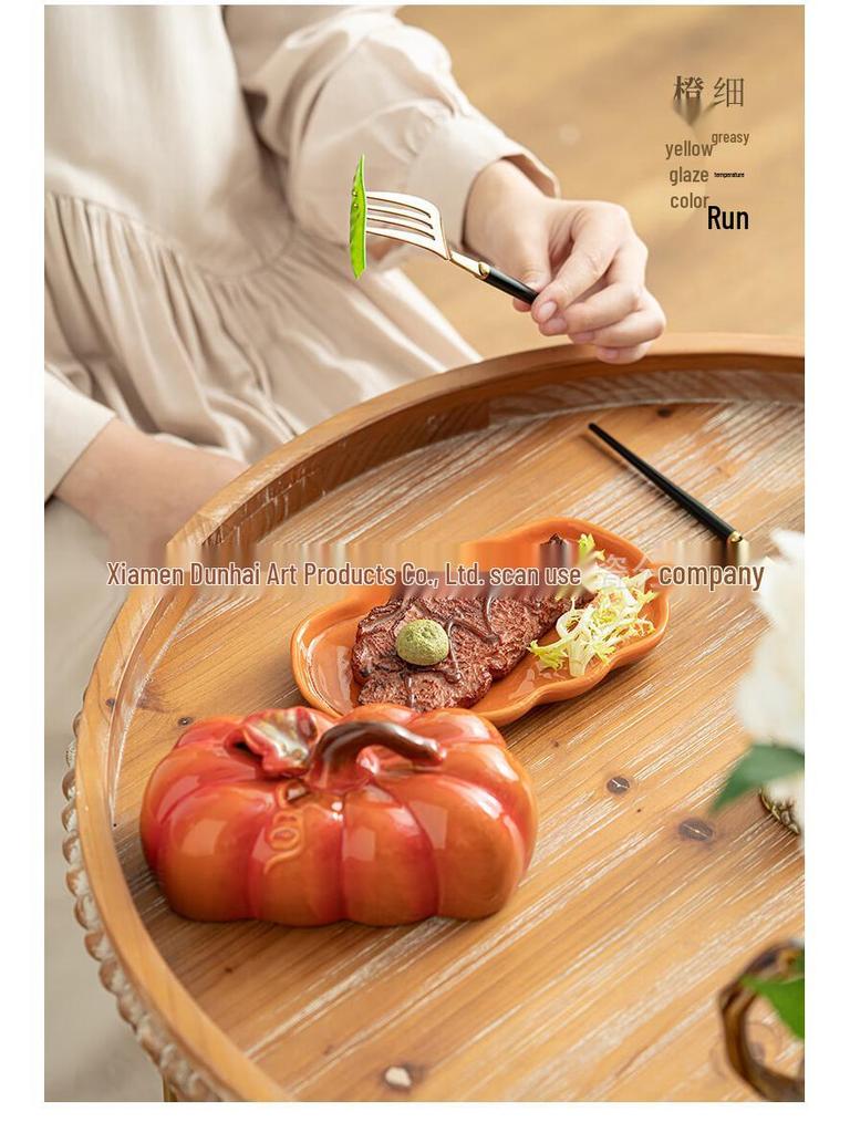 Cross-border Su Shi Pumpkin Ceramic Snack Plate for Bread, Cake, Candy, and Butter