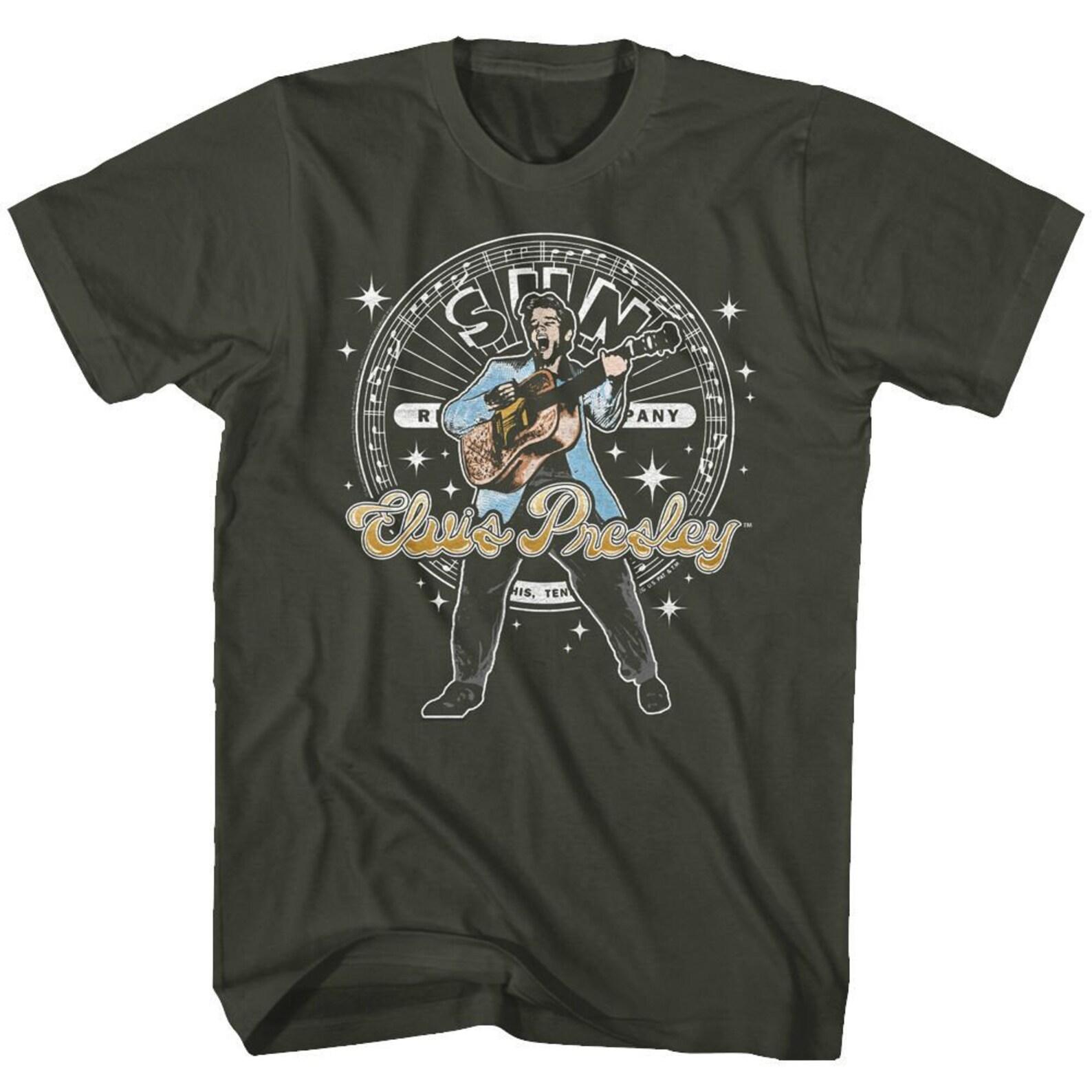 Elvis Presley Sun Records Circle and Sparkles Smoke Adult T-Shirt S