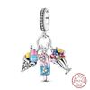 Argent S925 Chat Citrouille Carte à Jouer Ours de Diplôme Cheval de Mer 3mm Breloques Perles Design DIY Bijoux Fins