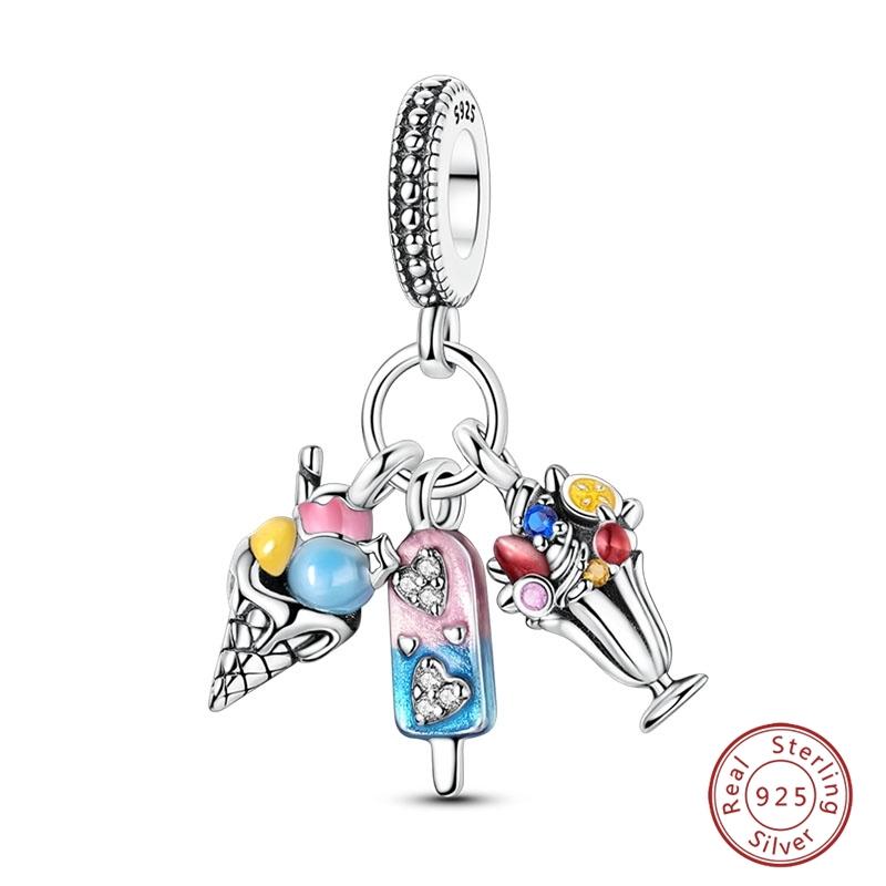Argent S925 Chat Citrouille Carte à Jouer Ours de Diplôme Cheval de Mer 3mm Breloques Perles Design DIY Bijoux Fins