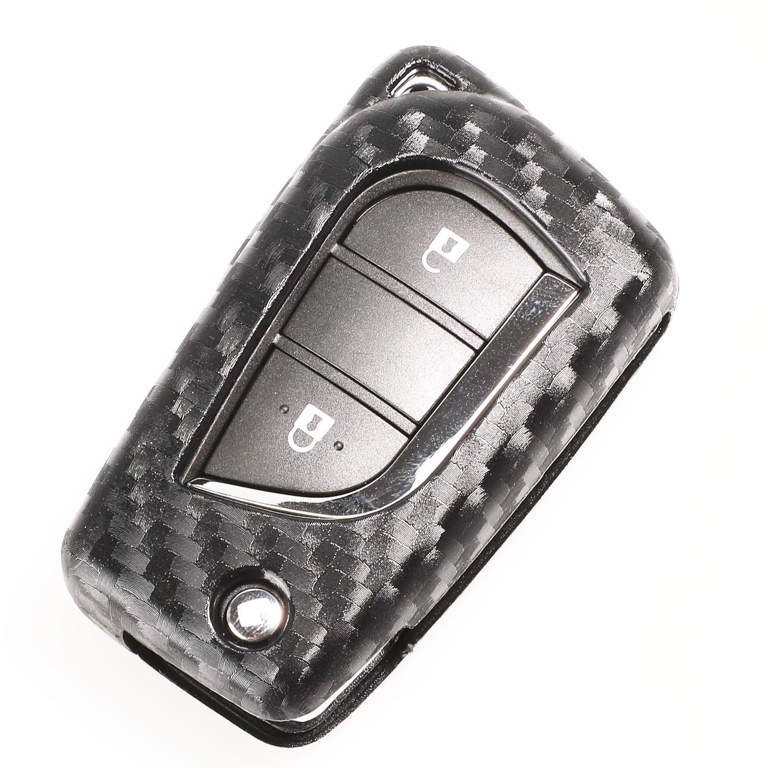 

jingyuqin 2/3 кнопки дистанционного углеродного силикона автомобильный ключ чехол для Toyota Auris Corolla Avensis Verso Yaris Aygo Scion TC IM 2015 2016 кенийский медный