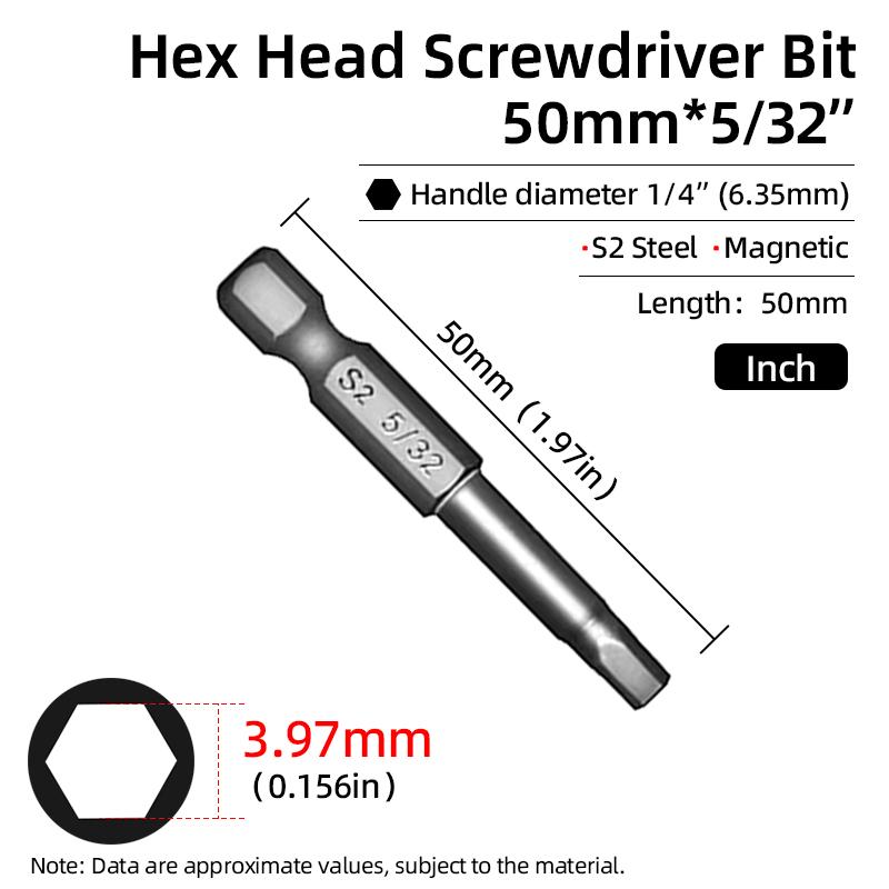 50mm hexagonal șurubelniță biți Imperial magnetică hexagonală Allen cheie burghiu biți inch 5/64-5/16 șurubelniță burghiu electric scule de mână