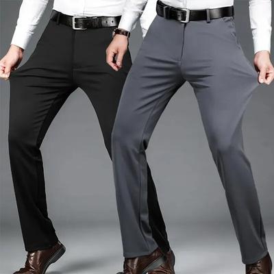Pantaloni da completo casual da uomo alla moda sottile estiva estiva da uomo Pantaloni lunghi Pantaloni formali da uomo a manica dritta elastica