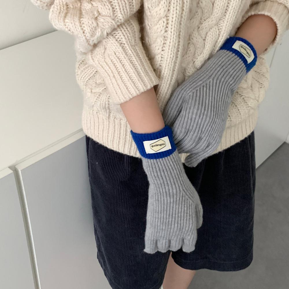 Striped Thermal Gloves Thickened Split Finger Long Gloves Autumn Winter Warm Gloves