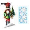 Winter Holiday Gift Nutcracker Soldier/Bow Window Static Decals, Waterproof PVC Christmas Stickers, Party Supplies Reusable Wall Stickers for