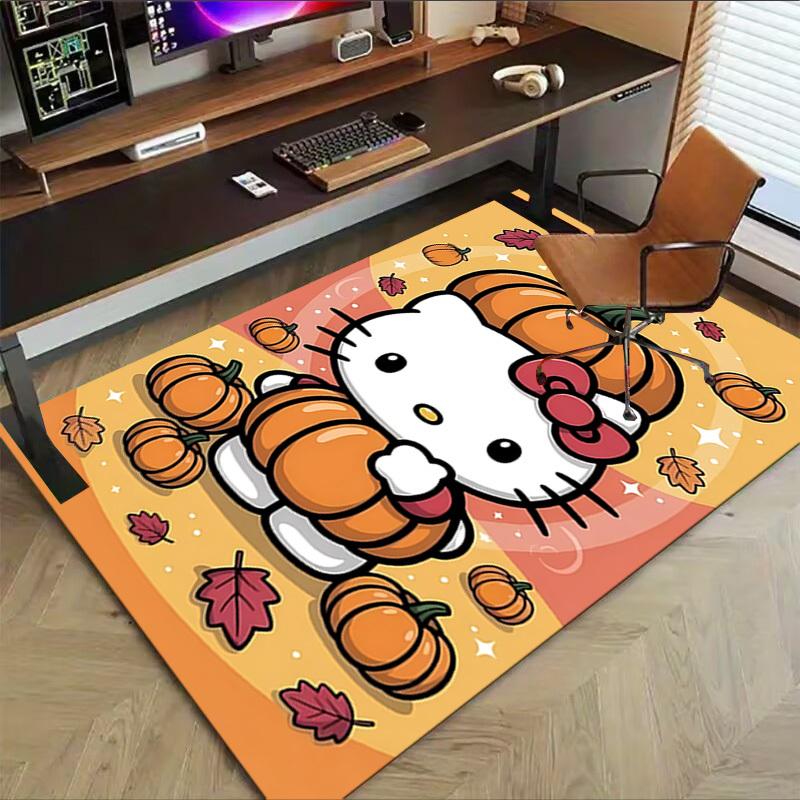 1 Stück Hello Kitty Kürbis Teppich Büro Teppich Außenmatte Heimdekoration Bereichsteppich Festival Geschenk Schreibtischstuhl Teppich