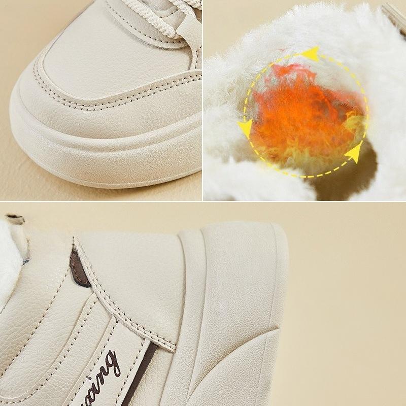 Women's Winter Warm Chunky Platform Sneakers Non-Slip Snow Boots With Faux Fur Lined Lace-Up Tennis Walking Shoes for Women Comfortable Short Booties