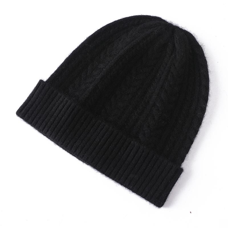 Women&Men Winter Hat 100% Pure Cashmere Knitted Bonnet Solid Fashion Y2K HipHop Street Skullies Cap Girl Boy Warm Ski Hat Unisex