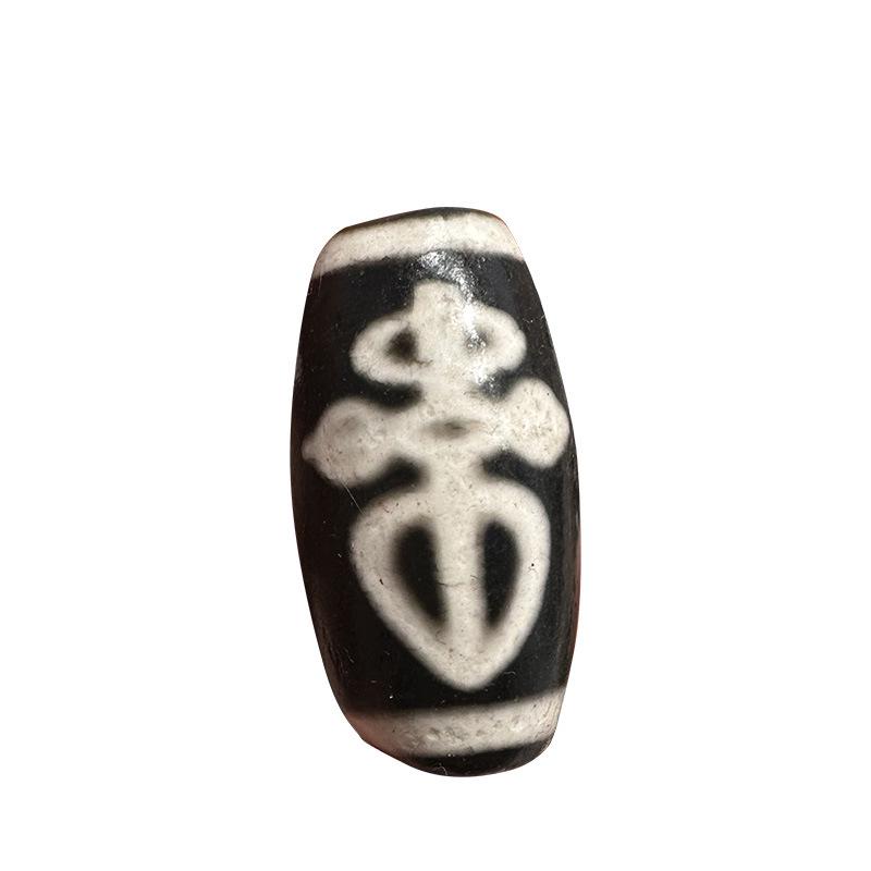 Natural Tibetan Nine-Eyed Dzi Agate Beads - Black & White Loose Beads and Ornaments