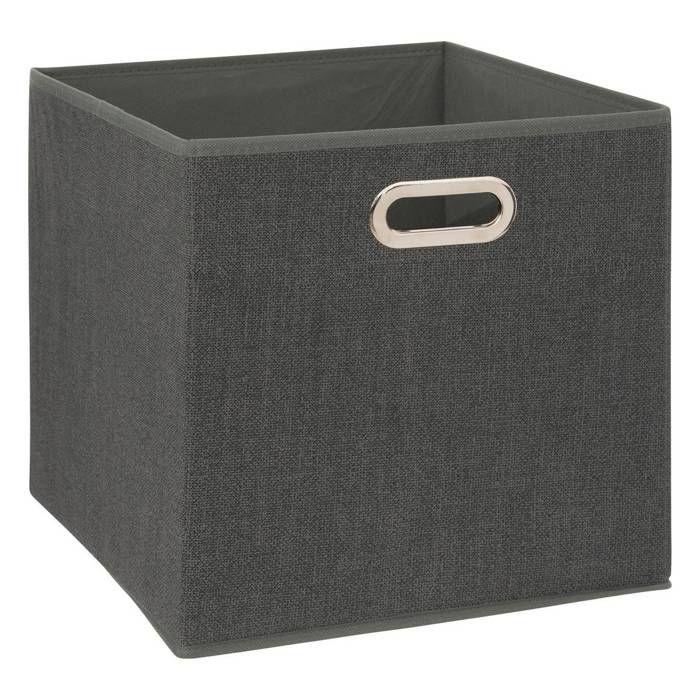 5five - panier tissu 31x31cm "mix n' modul" gris foncé chiné