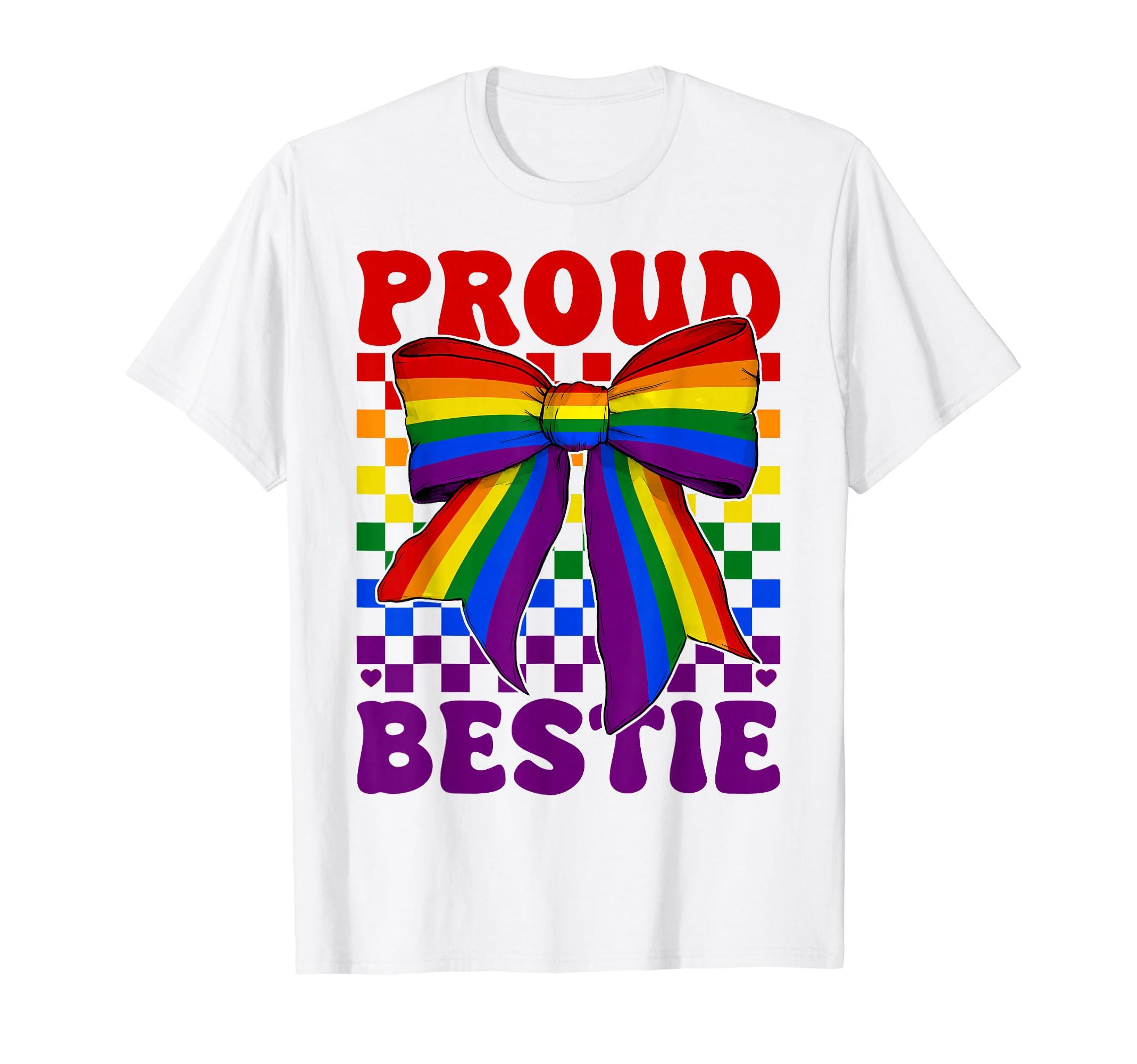 

Proud Bestie Gay Pride Flag Rainbow LGBTQ Best Friend Girl T-Shirt чорний
