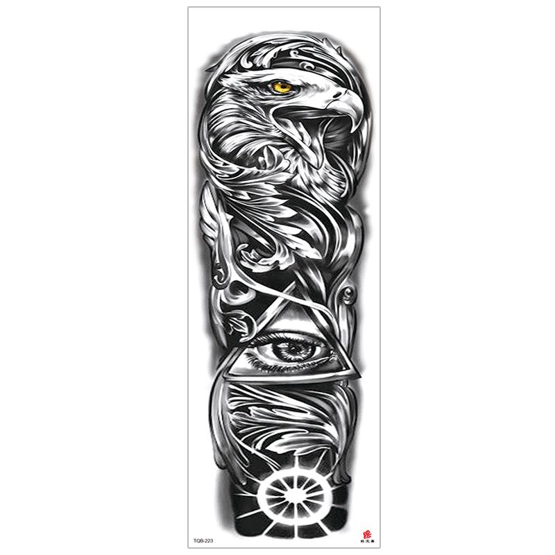 New Waterproof Full Arm Tattoo Stickers – Large Floral & Lion Design, Cross-Style, Hot Selling