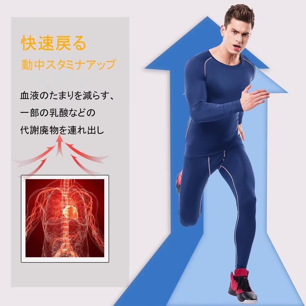 Sports Top and Bottom Long Sports Compression Compression Summer Cool NV L [Muxuryee] Men's Innerwear, Set, Sleeve, Tights, Wear, Undershirt,