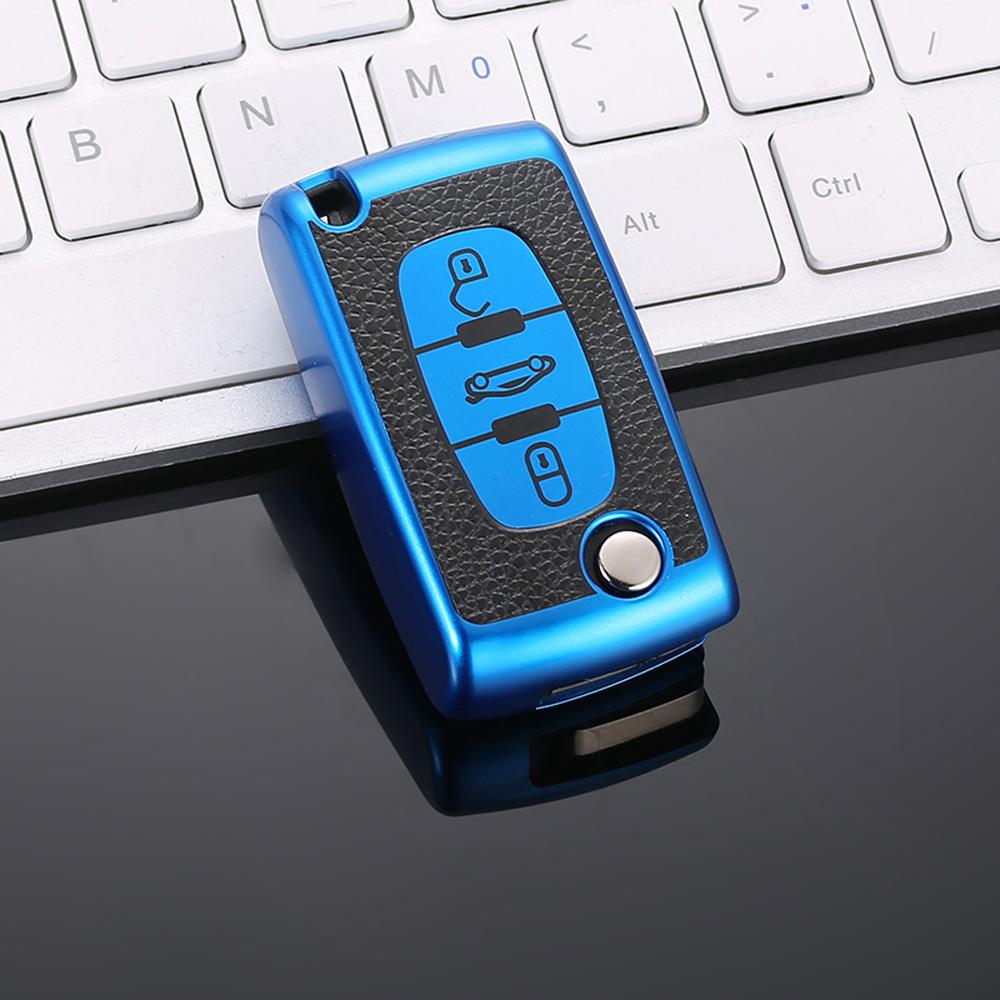 For Peugeot 206 307 407 607 For Citroen C2 C3 C4 C5 C6 Car 2/3 Button Key Cover Case Bag Shell Holder Protector Keychain