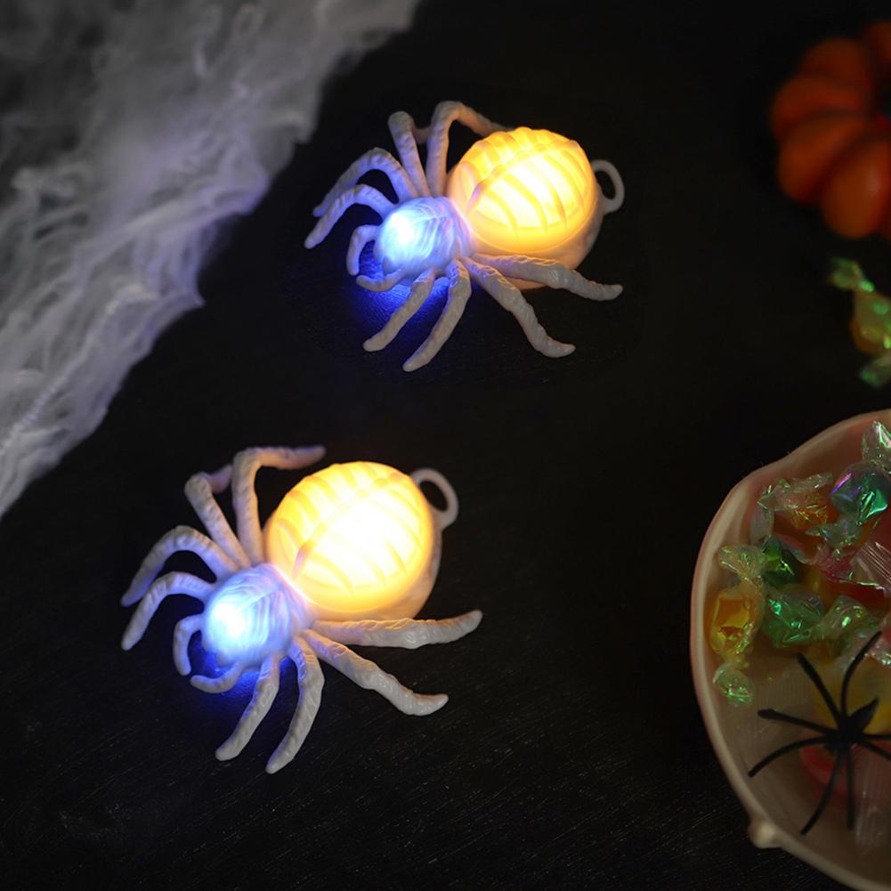 Halloween Light-up Spider Figurine Realistic Spider Animal Figure with LED Light for Halloween Indoor Outdoor Home Party Decor