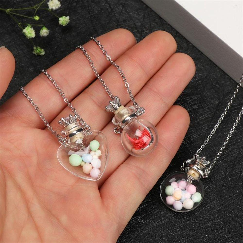Transparent Openable Necklace Water Drop Mini Bottles Necklace Glaze Vial Pendant Keepsake