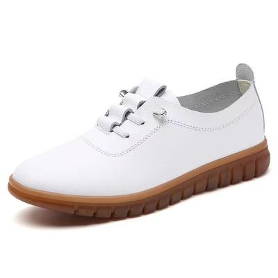 [Rindensehnensohle lässige Damenschuhe] Neue lässige Damenschuhe PU-Obermaterial weiße Schuhe kleine Lederschuhe rutschfest und atmungsaktiv lässige Schuhe