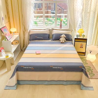 1pcs 100% Cotton Stripe Style Printed Bed Sheet Double Top King Sheets for Girls Boys Kids Single Queen King Size Bed Linen