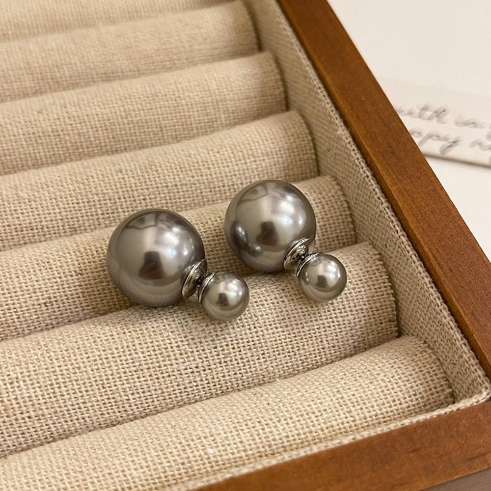 Fashion Double-Sided Pearl Stud Earrings Elegance Simple Women's Earrings Luxury Minimalist Design Pearl Earrings