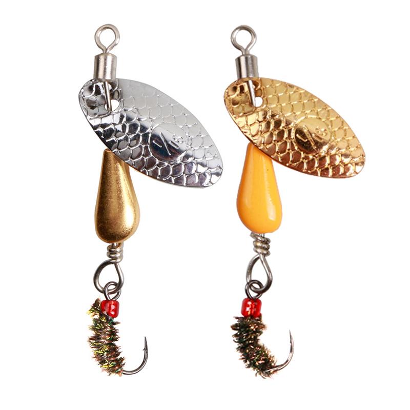 Rotating Spinner Spoon Fishing Lure Artificial Metal Sequins Bait 5.5Cm/2.7G Single Hook Wobblers Bass Trout Perch Pesca