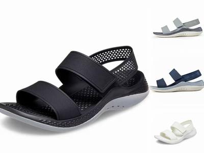 Neue Damen Sandalen Kroger elastischer Klettverschluss Strand flach rutschfest Outdoor lässige Strandschuhe