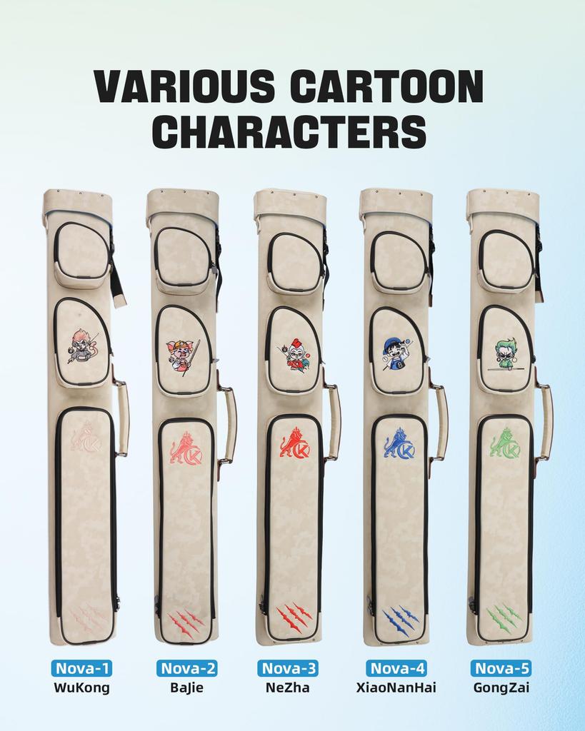 Geantă Dură KONLLEN 2x4 pentru Tac cu Locuri pentru 2 Cozi și 4 Tacuri de Biliard cu Curea de Umăr Reglabilă, Buzunare Multiple, Cozi,