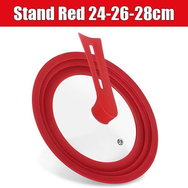 Silicone Universal Pan Lid with Standing Handle Kitchen Pot Skillet Frying Pan Cover Cookware Tempered Glass Replacement Pan Lid