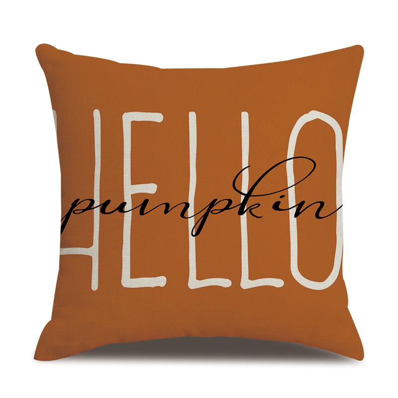 Thanksgiving Linen Pillowcase Autumn Pumpkin Print Pillow Cushion Cover