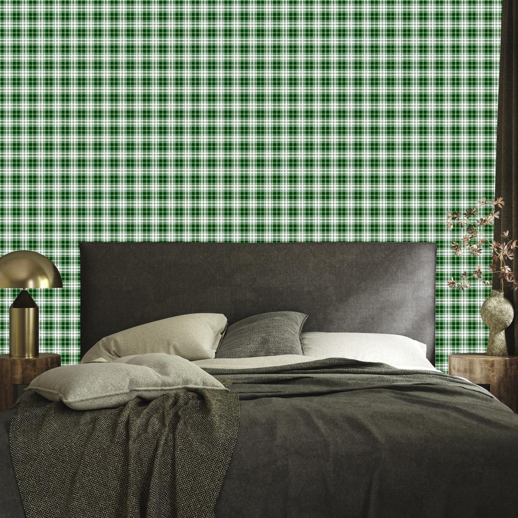 Green Checkered Wallpaper Green and Light Gray 50x1000