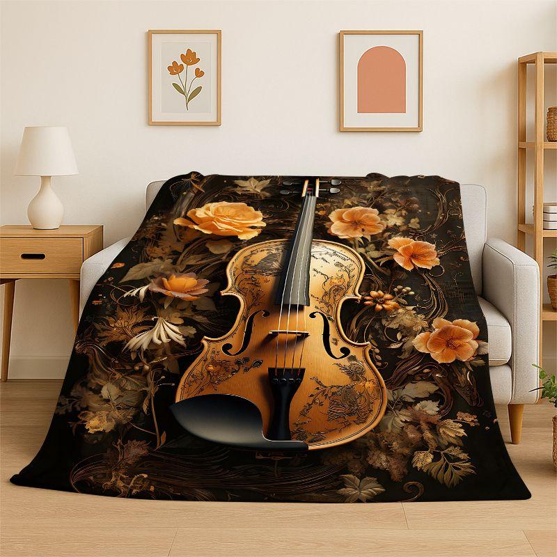 Rhythmus Violine Cello Musiknote Instrument Flanelldecke Weiche Überwurfdecke für Schlafzimmer Wohnzimmer Bett Reise Picknick Nickerchen Abdeckung