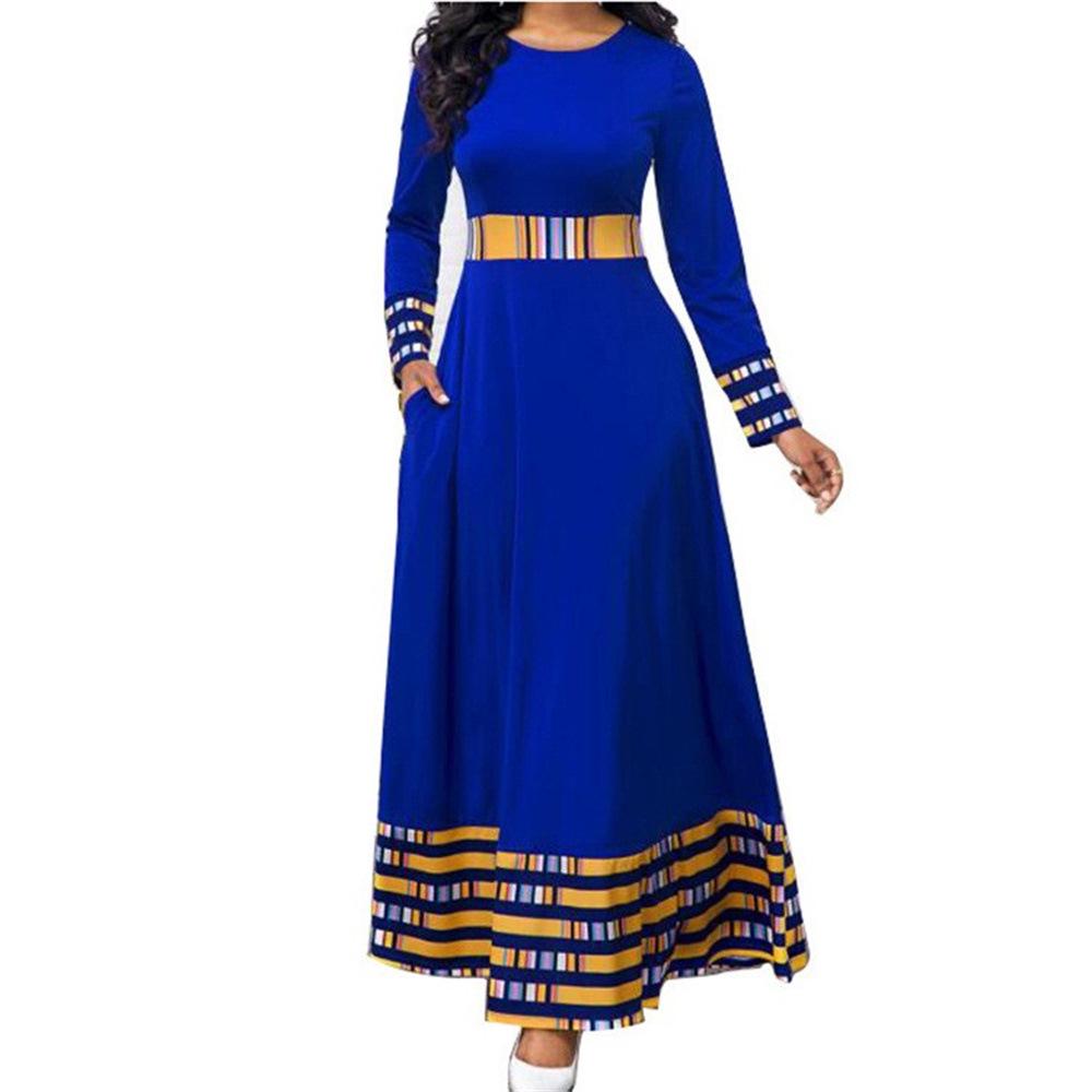 Retro Print High Waist Maxi Dress for Women
