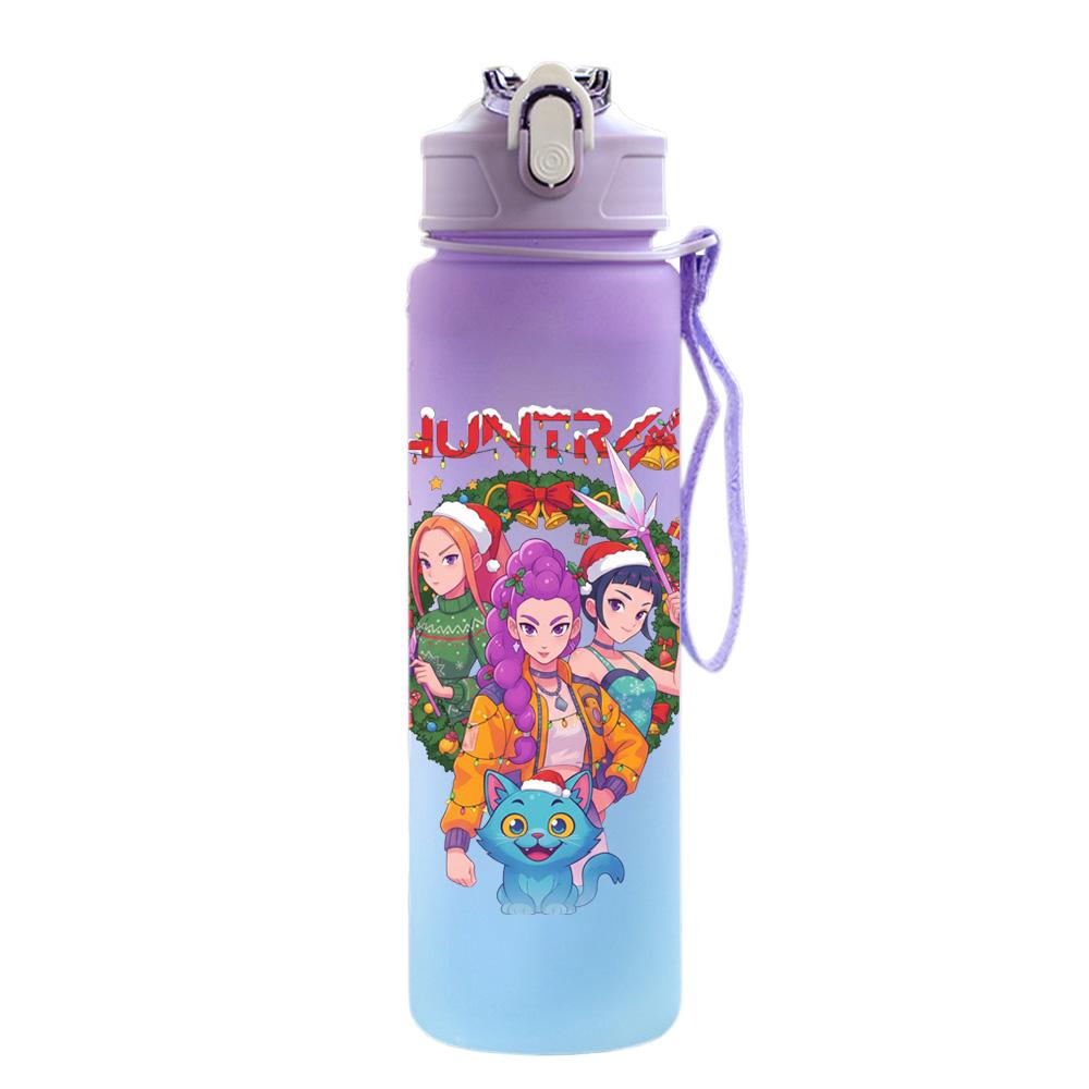 750Ml Water Bottle Christmas K-Pop Demon Hunters Printed Large Capacity Drinking Cup Portable Outdoor Sports Water Cup Children Kid Gift