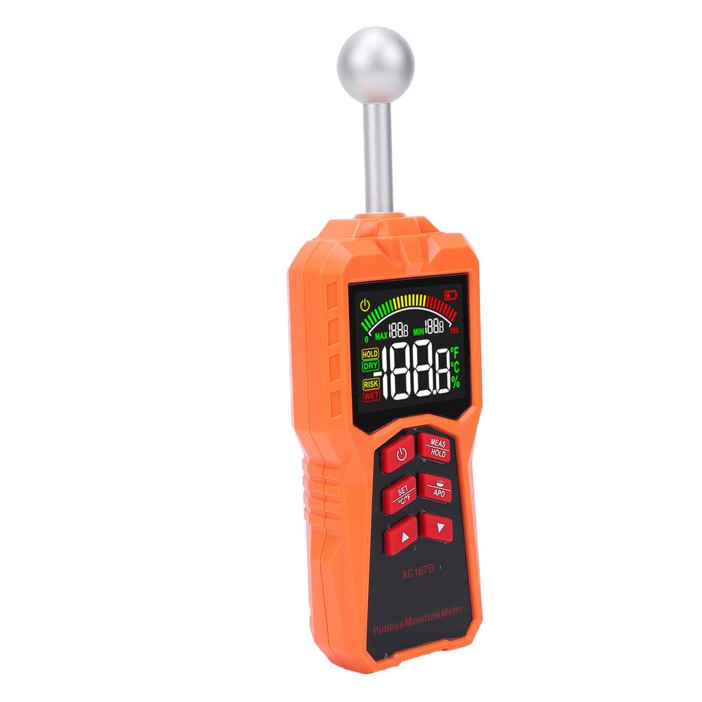 Spherical Humidity Meter Ball Probe Pinless Damp Tester with LED Flashlight for Wall Wood Drywall