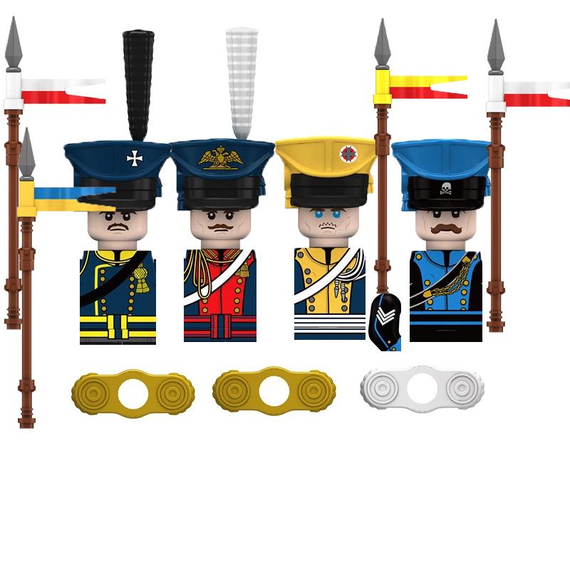 Military Building Blocks Medieval Solider Knights Equipments Mount War-Horse Wolf Flag Vests Shields Fiery Dragon Mini Brick Toy