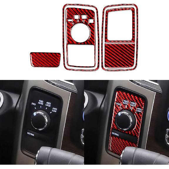 Red Carbon Fiber Dashboard trument Speedometer Tachometer Frame Panel Cover Car Interior Compatible with Dodge Ram 1500/2500/3500 2013 2014 2015 2016