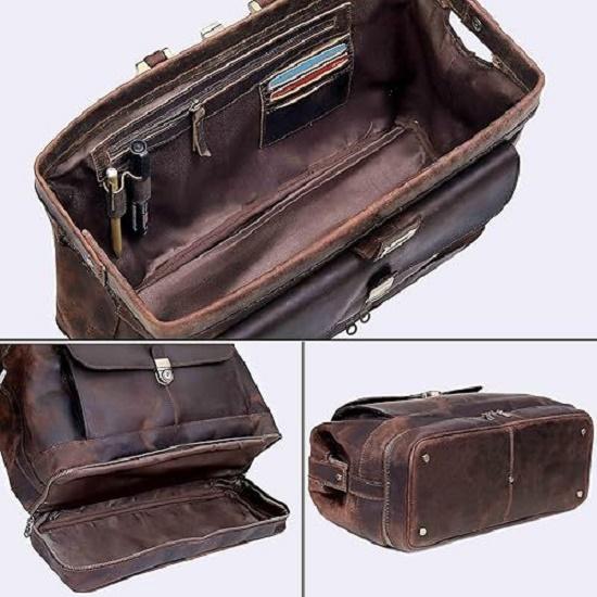 New Vintage Leather Briefcase Doctor Bag - Real Leather Briefcase - Style Handbag - Italian Handmade Medical Bag