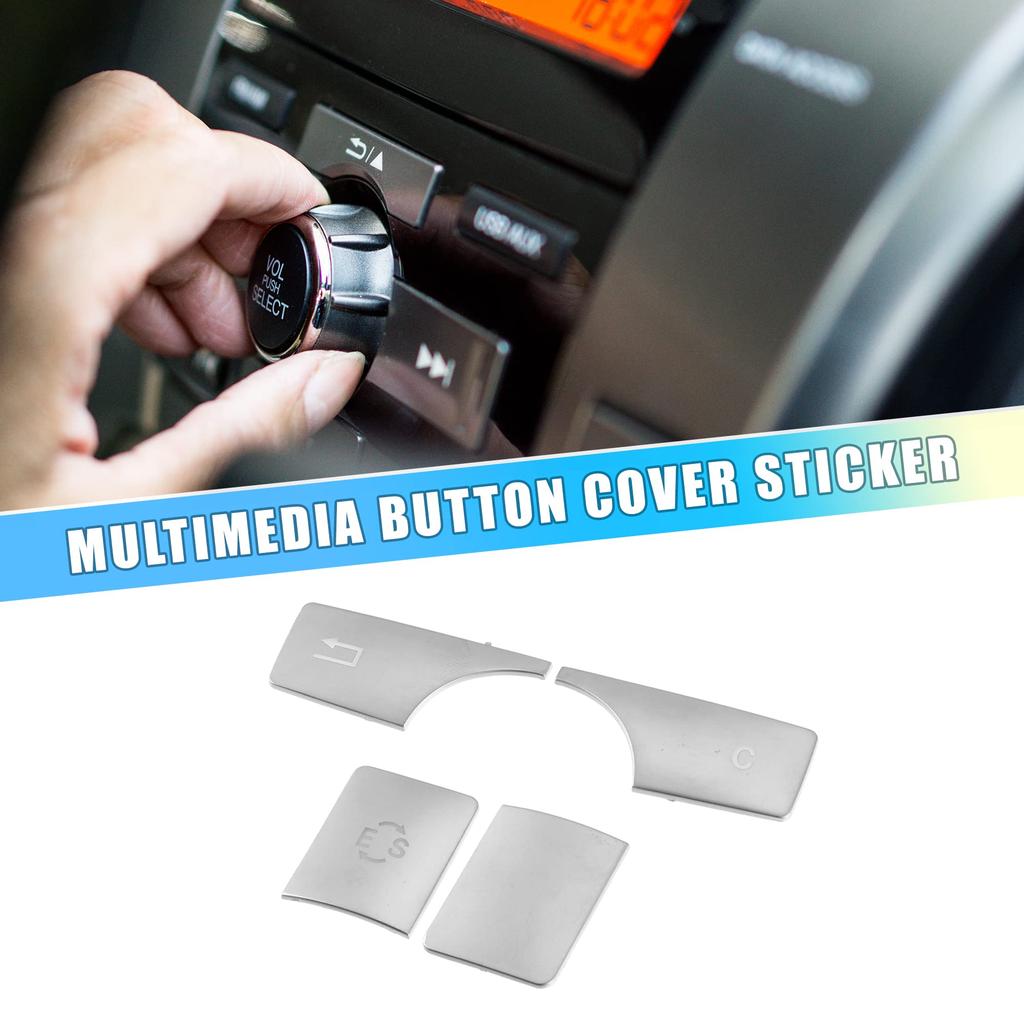 A ABSOPRO Multimedia Radio Button Cover Sticker CD Control Button Cover Fits Mercedes-Benz E Class ABS Silver Tone