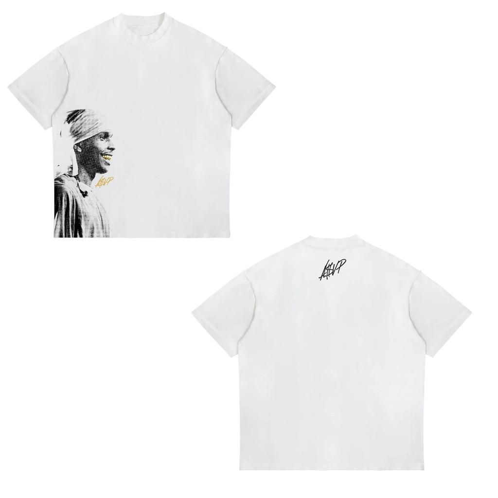 Hip Pop Tops New ASAP ROCKY Shortsleeved High Street Unisex Women Gothic Tees AAP Portrait Loose Casual Harajuku Tops Unisex